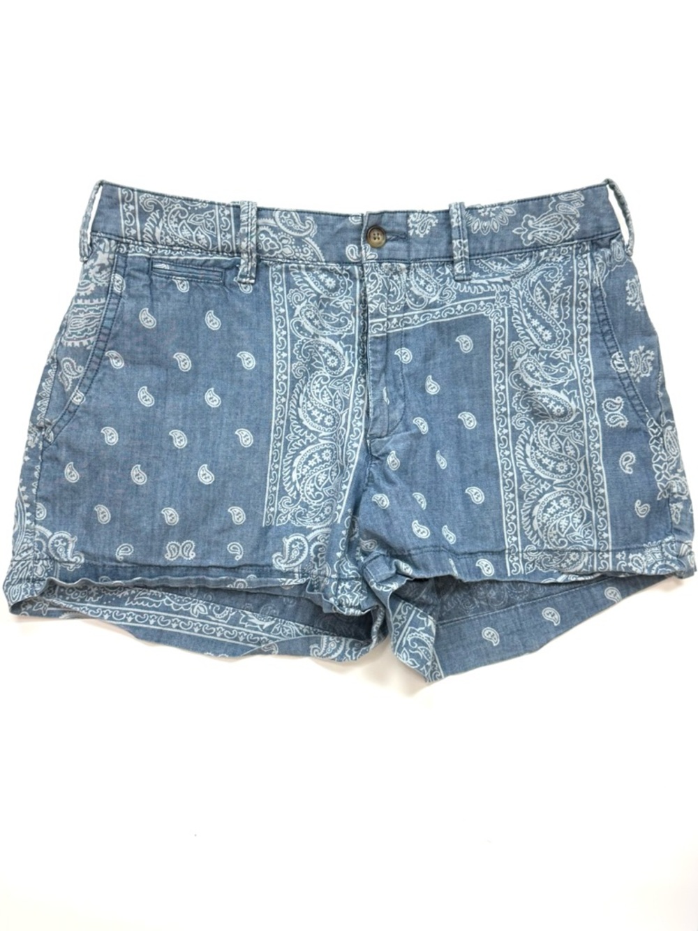 Ralph Lauren Blue Bandana-Print Denim Shorts